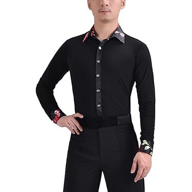 美品 社交ダンス衣装】ブラック シャツ ブラウス 黒 レース ベロア